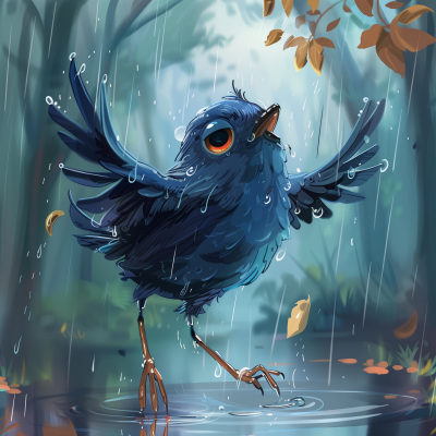 Dancing Bird in the Rain