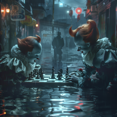Pennywise and Samara Morgan Playing Chess in the Sewers