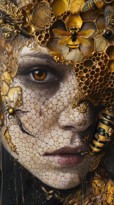 Ethereal Beekeeper Woman Oil Painting
