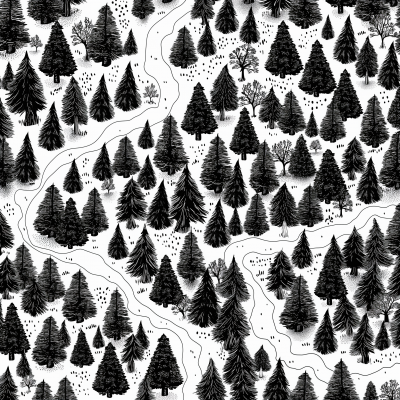Fantasy Pine Tree Illustration Pattern