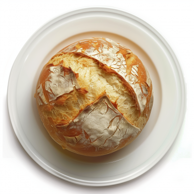 Round Loaf of Bread on Ceramic Plate