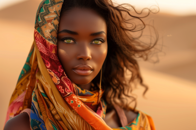 Bold Black Woman in Desert Landscape
