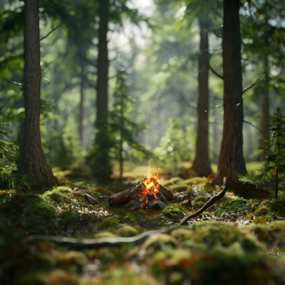 Forest Campfire Scene
