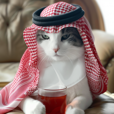 Arabic inspired cat in majlis