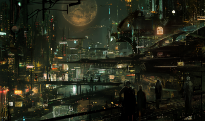 Cyberpunk City in the style of Hieronymus Bosch