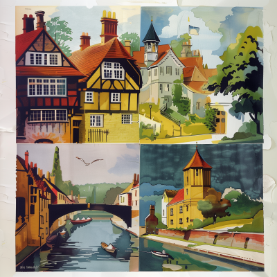 Vintage Woodblock Print of Chester