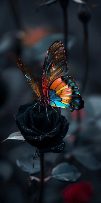 Butterfly and Black Rose