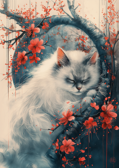 Sakura Cat Yin Yang Tenderness