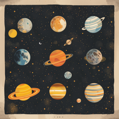 Decorative Planets in Outer Space