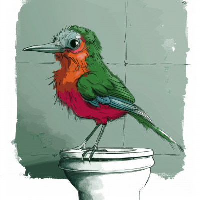 Bird on Toilet
