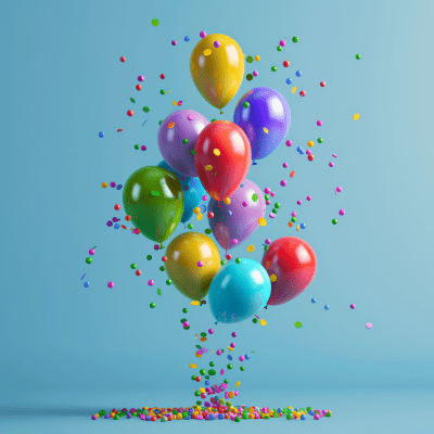 5 Emerges from Colorful Balloon