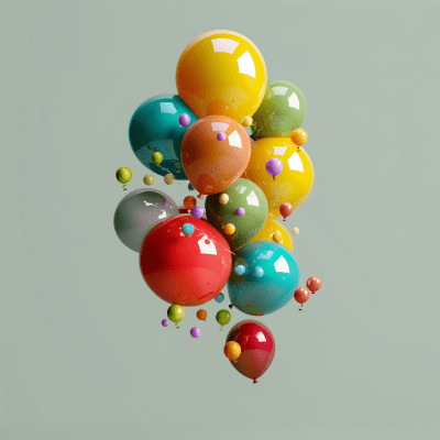 Colorful Balloon Pop and Number 5