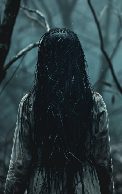 Scared Woman in the Woods Poster