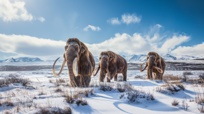 Wooly Mammoths in Antarctic Tundra