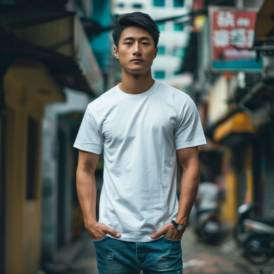 Stylish Young Man in White Shirt