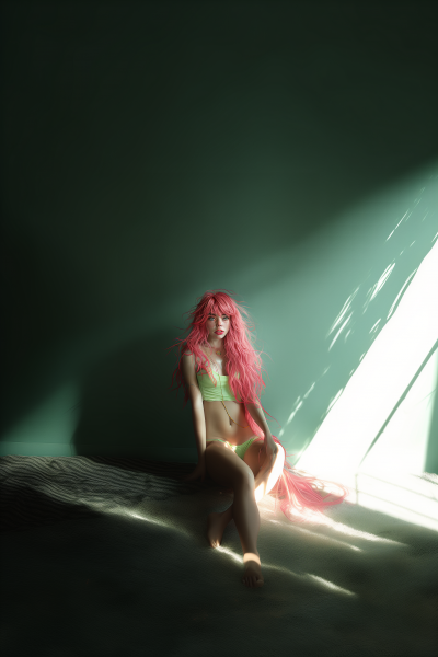 Illustration of a Girl with Hot Pink Hair