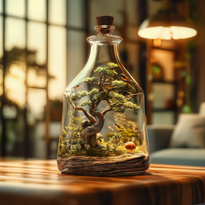 Miniature Forest in a Glass Bottle
