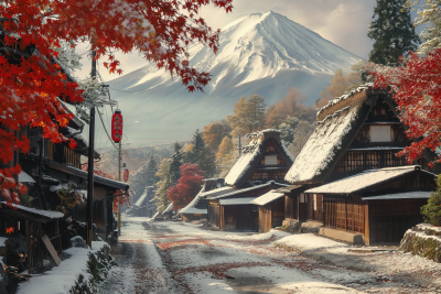 Japanese Village by Mt Fuji