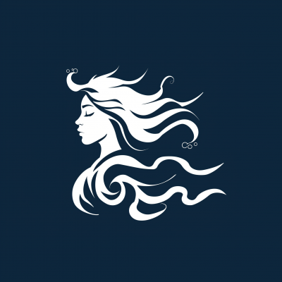 Wind-blown Naiad Silhouette Logo
