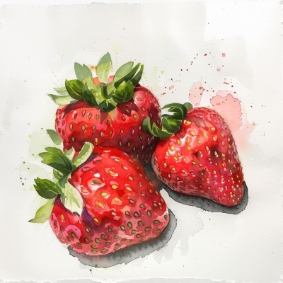Strawberries in Watercolor
