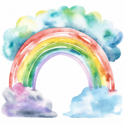 Watercolor Rainbow with Blank Space