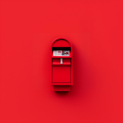 Red Mailbox with Magazine