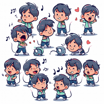 Cute Boy Character Illustration Set