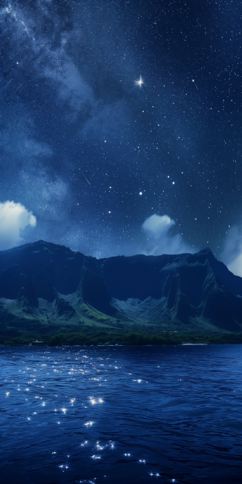 Starry Night Ocean Landscape