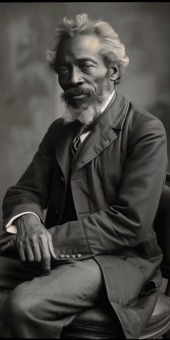 Vintage Sepia Portrait of a French Black Man in Collarless Suit