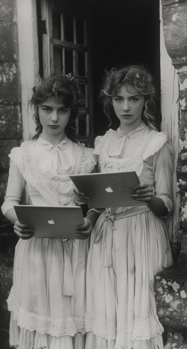 Vintage Maids with Laptops