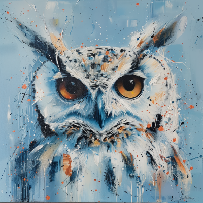 Whity Owl Oil Painting