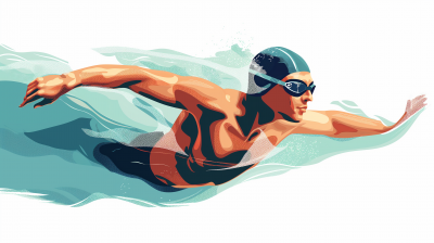 Minimalistic Swimmer Vector Illustration