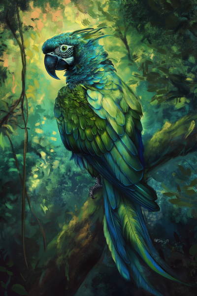Gorgeous Fantasy Macaw Painting
