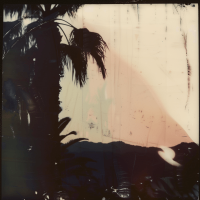 Vintage Polaroid Photograph of Sunset in Palm Springs