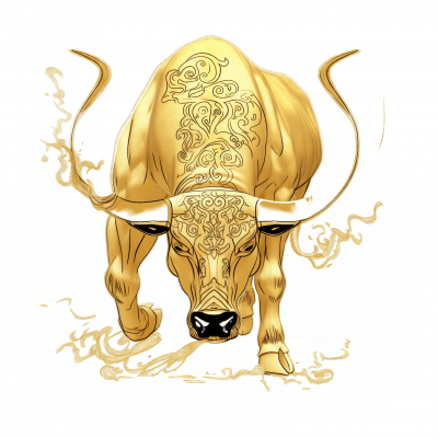 Detailed Golden Bull with Steam