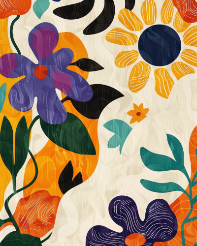 Retro Abstract Floral Print