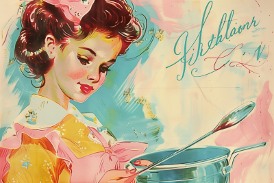 Vintage 1950s Woman With Ladle