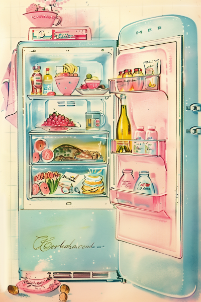 Vintage 1950s Refrigerator in Kitchen