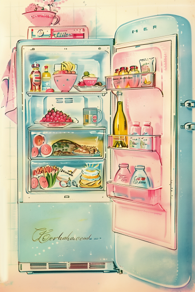 Vintage 1950s Refrigerator Image