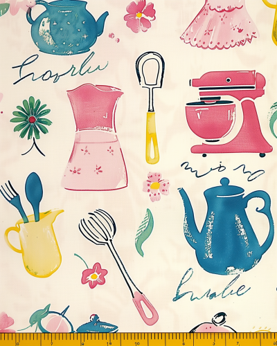 Vintage 1950s Kitchen Wallpaper Pattern