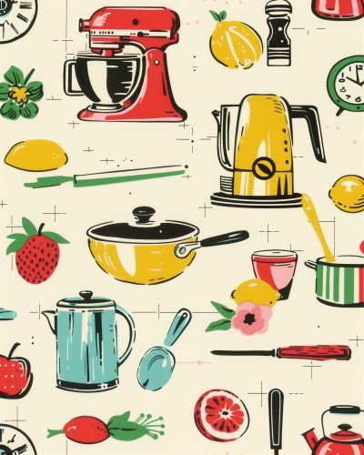 Vintage Kitchen Wallpaper Pattern