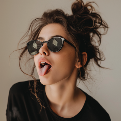 Woman Sticking Out Tongue