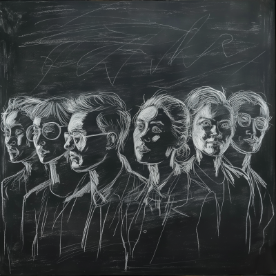 Diverse Teachers on Chalkboard Sketch