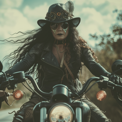 Cool Witch on Motorcycle