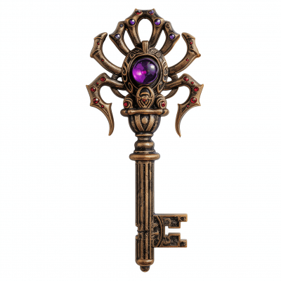 Ancient Jewelled Puzzlekey with Spider Design