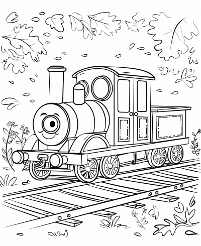 Cute Train Coloring Page