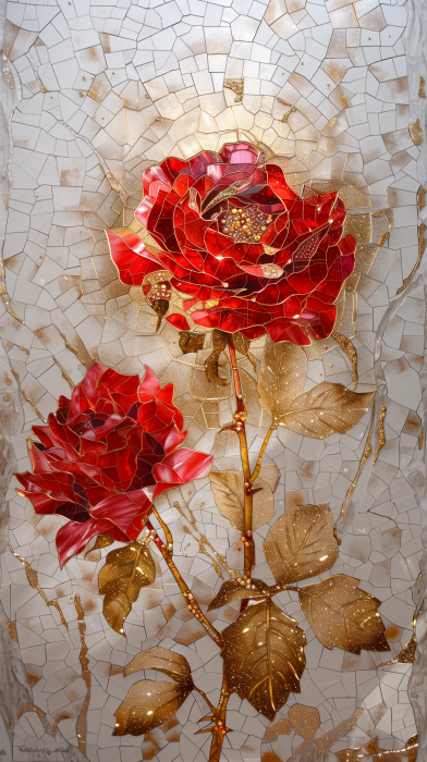 Elegant Rose Mosaic Painting