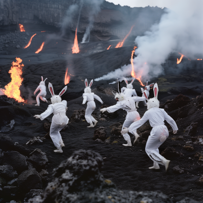 Bunny Costumes Dance on Volcano