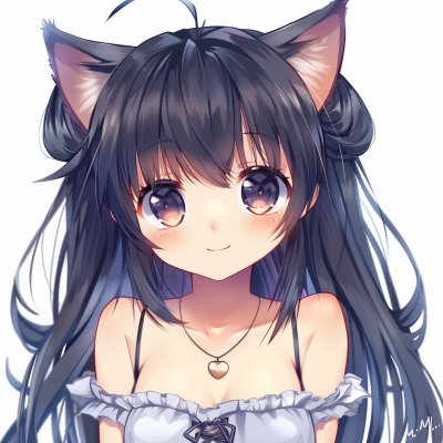 Anime Princess Cat Girl with Heart Shaped Eyes