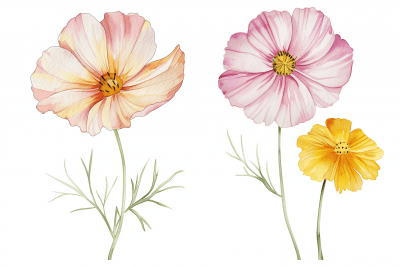 Vintage Watercolor Flower Illustrations